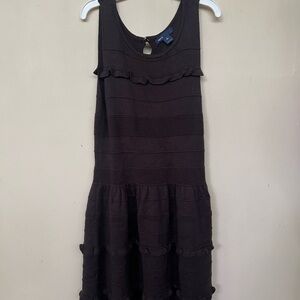 Brown Sleeveless Ruffle Dress